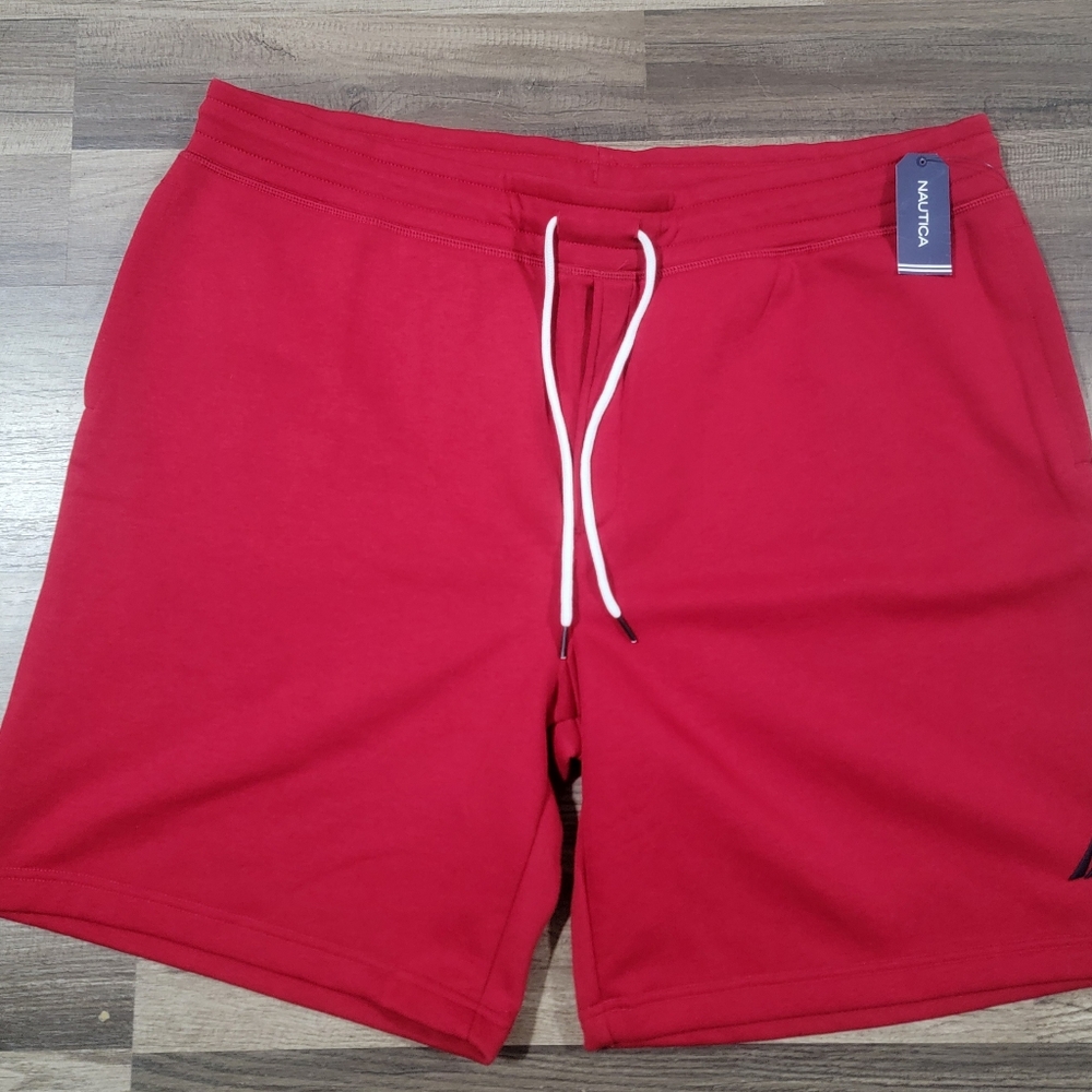 Nautica Red Athletic Shorts with Elastic Waistband